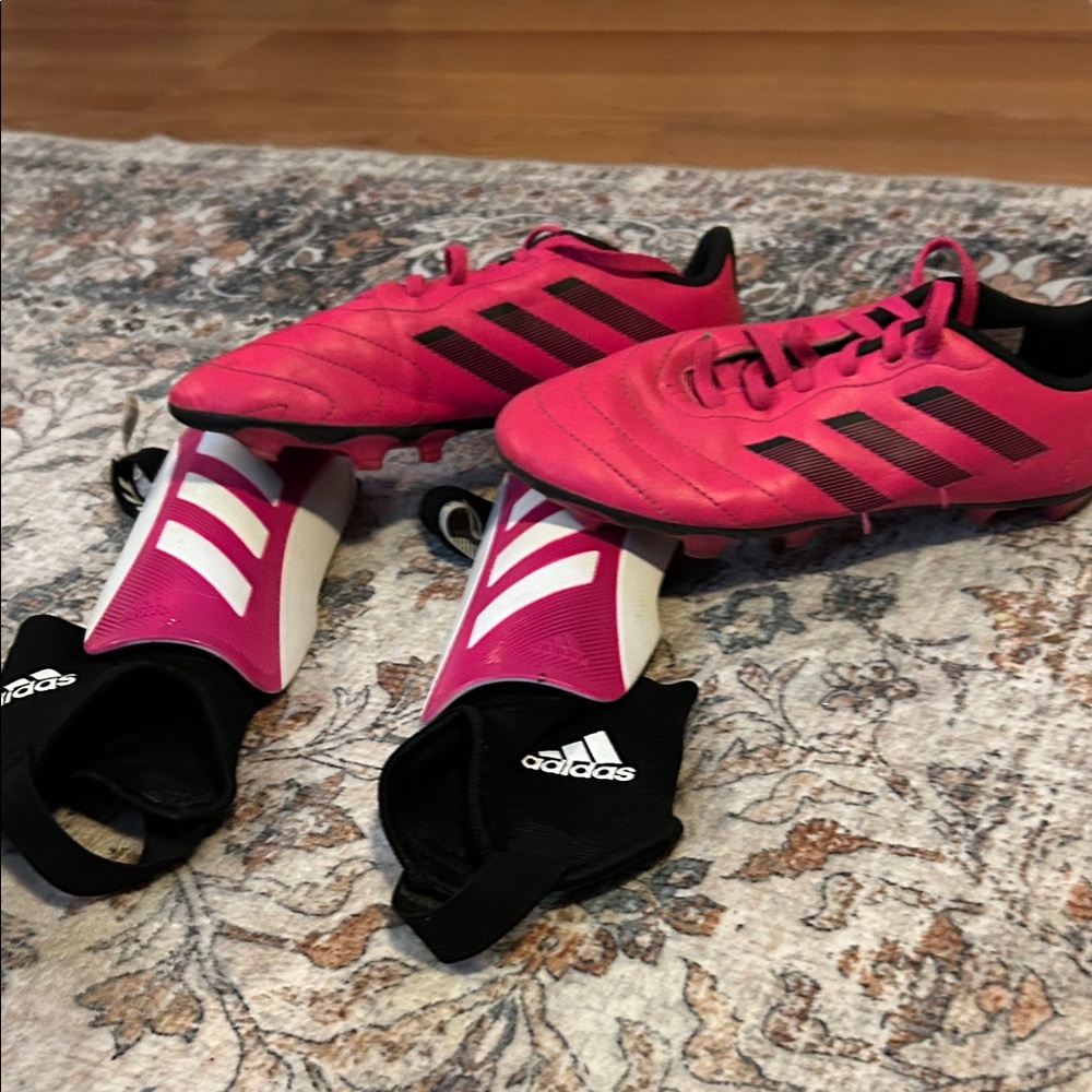 Adidas Kids Pink and Black Soccer Sneakers